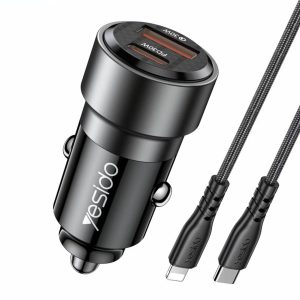 Yesido Y54 Super Fast USB-C 30W Compatible PD & PPS USB-A QC3.0 30W Car Charger