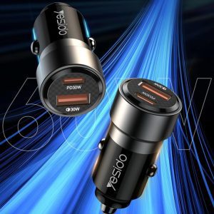 Yesido Y55 Super Fast USB-C 30W Compatible PD & PPS USB-A QC3.0 30W Car Charger