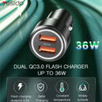 Yesido Y43 Fast Charge Dual QQC3.0 USB Output 36W Max Car Charger