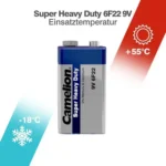 Camelion 6F22 Super Heavy Duty Block 9V Battery
